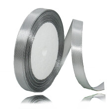 Zilveren lint 3/8 inch x 25 meter grijze satijnen stof zijden lint voor cadeauverpakking Haarelastiekjes Maken van bloemenboeketten Kransen DIY naaip