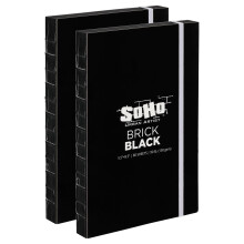 SoHo Urban Artist Brick Schetsboeken voor Schetsen, Tekeningen, Kleurpotloden, Grafiet, en Meer - Zwart 5.5"x8.5" (150 GSM, 80 Bladen) - 2 Pak