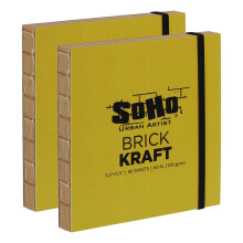 SoHo Urban Artist Brick Schetsboeken voor Schetsen, Tekeningen, Kleurpotloden en Meer - Kraft 5.5"x5.5" (100 GSM, 80 Bladen) - 2 Pac