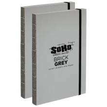 SoHo Urban Artist Brick Schetsboeken voor Tekenen, Kleurpotloden, Grafiet en Meer - Grijs 5.5"x8.5" (100 GSM, 80 Bladen) - 2 Pack