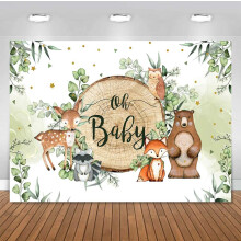 Sensfun Woodland Baby Shower Httr Oh Baby Woodland Creatures Erdei llatok Party Banner Dekorcik Jungle Safari Greenery Boy Baby Shower fotzs H