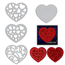 Estivaux 4 stuks Valentijnsdag hart frame stansen voor het maken van kaarten Liefde Frame stansmessen Sets stencils embossing sjabloon voor bruil
