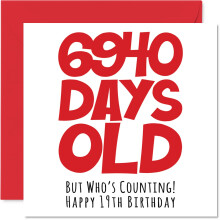 19th Birthday Card for Men Women Him Her - 6940 Days Old - Funny Teenager Nineteen Nineteenth Happy Birthday Card for Brother Sister Son Daughter Cou