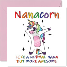 F?dselsdagskort til Nana - Nanacorn - Nana Mors Dagskort fra barnebarn Barnebarn Tillykke med f?dselsdagen Nana Nan Unicorn f?dselsdagskort 5,7 x