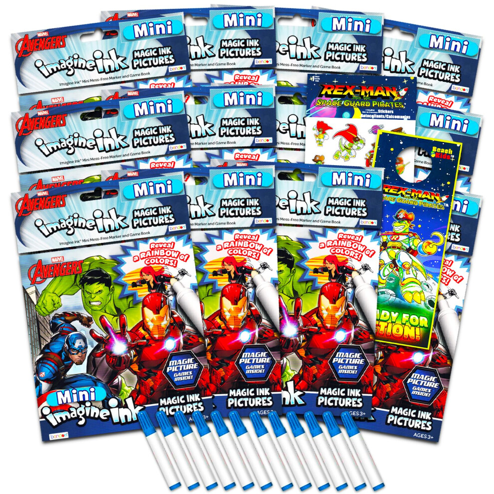 New Marvel Girls Avengers Imagine Ink Coloring Book Set For Boys - Bundle With 12 No Mess Coloring Books With Avengers Superheroes (Avengers Party Favors Imagine Ink Coloring Books For Kids