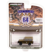 1970 DJ-5 Dark Olive Green U.S. Army Battalion 64"" Release 1 1/64 Diecast Model Car von Greenlight 61010 C