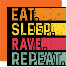 Syntympivkortti hauska hnelle tai hnelle - Sy Sleep Rave Repeat - Hyv syntympiv EDM-ystville Lahjat 5,7 x 5,7 tuuman syntympivkortit