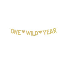 One Wild Year Banner Babyer/B?rn 1. ?rs f?dselsdagsbanner Et ?r gammel Bday Party Dekorationer