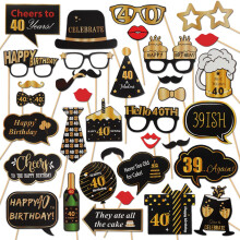 LINGTEER Tillykke med 40 ?rs f?dselsdagsfest Fotoboks Rekvisitter Sk?l til 40 ?rs f?dselsdag Fyrre ?r gammel Bday Party Centerpieces Rekvisitter