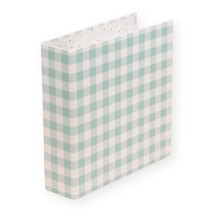 Craftelier - Vichy-Kartonalbum (6 x 8) | 2 weißes Metall-D-Ring-System | Robustes Hardcover | Größe 22,5 x 23 x 6 cm – Farbe Mintgrün