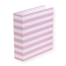 Craftelier - Liniertes Kartonalbum mit Streifenmuster (6 x 8) | 2 weies Metall-D-Ring-System | Robuste Hardcover | Gre 22,5 x 23 x 6 cm  Farbe Ro
