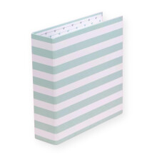 Craftelier - Fodrat kartongalbum med randigt mnster (6 x 8 ) | 2 vita metalliska D-ringsystem | Hrda och resistenta verdrag | Storlek 22,5 x 2