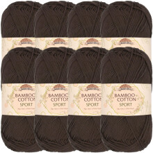 JubileeYarn Bambus-Baumwoll-Sportgarn  50 g/Knuel  Dunkelbraun  8 Knuel