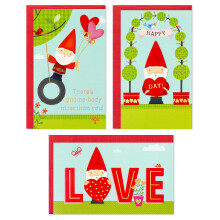 Hallmark Mini Valentinkort och Klistermärken för Skolan, Gnomer (18 Klassrum Valentiner med Kuvert)