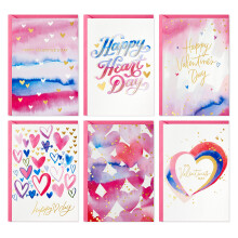 Hallmark Valentinskort Assortiment, Guldfolie och Akvarell (36 Kort och Kuvert)