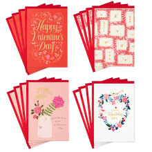 Hallmark Valentijnsdag Kaarten Assortiment, 16 Kaarten met Enveloppen (Valentijns Bloemen)