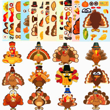 36 listu Samolepky na Den dkuvzdn Make-A-Turkey Remesla pro deti Den dkuvzdn Vytvorte si vlastn samolepky pro Turecko