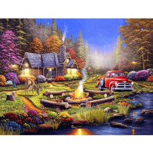 QUITEDEW Camping Diamond Painting Kits pro dospel Krajina Diamantov malovn pro zactecnky Diamond Art Forest Wilderness 12x16inch