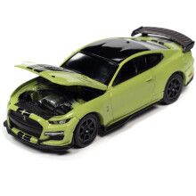 2020 Shelby GT500 Carbon Fiber Track Pack Grabber Limettengrn mit schwarzen Streifen und schwarzem Top Ltd Ed 1/64 Druckguss-Modellauto von Auto