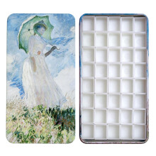 Akvarelpalette Paint Tin-etui med 40 stk. hvid plastik tomme akvarel halve pander, der b?rer magnetiske firkanter- Kunstnere Paint Palette til g?