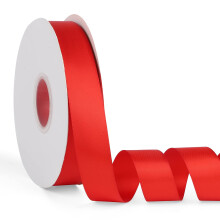 Doppelseitiges einfarbiges rotes Satinband, 2,5 cm x 50 Yards, durchgehendes hochdichtes Polyesterband fr Geschenke, Verpackung, Hochzeit, Party, Ku