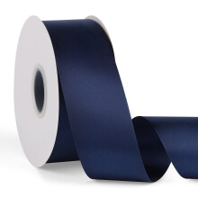 Doppelseitiges, einfarbiges, marineblaues Satinband, 5,1 cm x 45,7 m, durchgehendes hochdichtes Polyesterband fr Geschenke, Verpackung, Hochzeit, Pa
