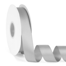 Doppelseitiges, einfarbiges, silbergraues Satinband, 2,5 cm x 50 Yards, durchgehendes hochdichtes Polyesterband fr Geschenke, Verpackung, Hochzeit,