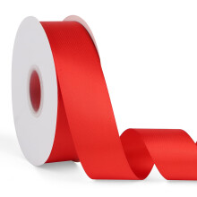 Doppelseitiges einfarbiges rotes Satinband, 3,8 cm x 45,7 m, durchgehendes hochdichtes Polyesterband fr Geschenke, Verpackungen, Hochzeit, Party, Ku