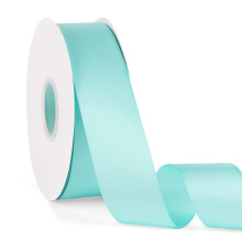 Doppelseitiges einfarbiges Aqua-Satinband, 3,8 cm x 45,7 m, durchgehendes Polyesterband mit hoher Dichte fr Geschenke, Verpackungen, Hochzeit, Party