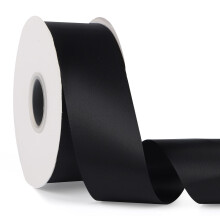 Doppelseitiges einfarbiges schwarzes Satinband, 5,1 cm x 50 Yards, durchgehendes hochdichtes Polyesterband fr Geschenke, Verpackung, Hochzeit, Party