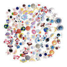 Anrher 100 stks Mini Space Planet Astronaut Decoratie Gemengde Plaksteen Hars Sets voor DIY Poppenhuis Telefoonhoesje