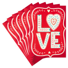 Hallmark Verpakking van Valentijnskaarten, Liefde (6 Valentijnskaarten met Enveloppen)