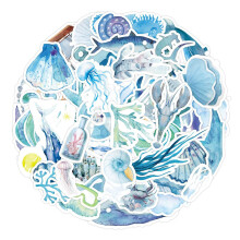 Aquarel Oceaan Dier Stickers 50 Stuks Schattige Waterdichte Zeedieren Stickers
