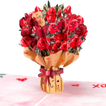 Paper Love Frndly 3D Roses Bouquet Pop Up -kortti kaikkiin tilaisuuksiin Syntympivn vuosipiv Parane tai vain siksi - 100 % kierrtetty ja ympri