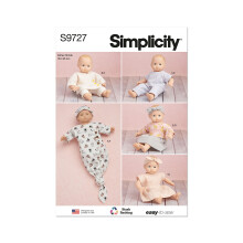 Eenvoud 15"" babypopkleding, muts en hoofdband, naaipatroonset, code S9727, veelkleurig