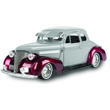 1939 Chevy Coup Lowrider Grau und Rot Metallic Holen Sie sich das Druckgussmodellauto Low Series 1/24 von Motormax 79028