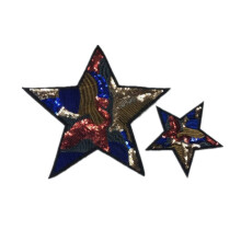 2 stk Stjerner Pailletter Patches Applikationer Stjernebroderi Beaded Pailletter Patch til T?j Hatte Rygs?kke Kostume