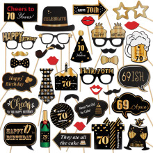 LINGTEER Tillykke med 70-?rs f?dselsdagen Photo Booth Rekvisitter Sk?l til 70-?rs f?dselsdag Halvfjerds ?r gammel Bday Fest Centerpieces Rekvisit