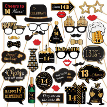 LINGTEER Tillykke med 14-?rs f?dselsdagen Photo Booth Rekvisitter Sk?l til 14-?rs f?dselsdag Fjorten ?r gammel Bday Party Centerpieces Rekvisitte