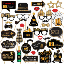 LINGTEER Tillykke med 90-?rs f?dselsdagen Photo Booth Rekvisitter Sk?l til 90-?rs f?dselsdag Halvfems ?r gammel Bday Party Centerpieces Rekvisitt