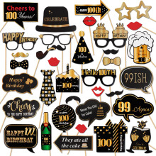 LINGTEER Tillykke med 100 ?rs f?dselsdagsfest Fotoboks rekvisitter Sk?l til 100 ?rs f?dselsdag 100 ?rs f?dselsdag Fest Centerpieces Rekvisitter D