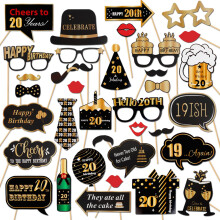 LINGTEER Tillykke med 20-?rs f?dselsdagen Photo Booth Rekvisitter Sk?l til 20-?rs f?dselsdag Tyve ?r gammel Bday Party Centerpieces Rekvisitter D