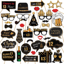 LINGTEER Tillykke med 13-?rs f?dselsdagsfest Fotoboks rekvisitter Sk?l til 13-?rs f?dselsdag Tretten ?r gammel Bday Party Centerpieces Rekvisitte