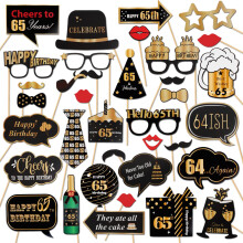 LINGTEER Tillykke med 65-?rs f?dselsdagen Photo Booth Rekvisitter Sk?l til 65-?rs f?dselsdag 65-?rs f?dselsdag Fest Centerpieces Rekvisitter Deko