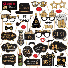 LINGTEER Tillykke med 35-?rs f?dselsdagen Photo Booth Rekvisitter Sk?l til 35-?rs f?dselsdag 35-?rs f?dselsdag Fest Centerpieces Rekvisitter Deko