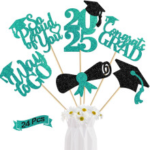 24 stk Graduation Centerpieces til borde 2025 Graduation Centerpiece Sticks Class of 2025 Sticks til Graduation Borddekorationer Tillykke Dekorat