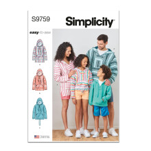 Simplicity Eenvoudige Hoodie Naai Patroon, Code S9759, Maten XS - L/XS - XL, Multicolor