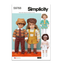 Simplicity Groovy 18"""" t?jsym?nsterpakke af Elaine Heigl Designs kode S9768 til 18"" dukker multifarvet