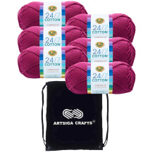 Lion Brand 24/7 Cotton Rose 761-142 (6 Knuel  gleiche Farbcharge), Kammgarn-Baumwollgarn Nr. 4, mittelgro, zum Hkeln und Stricken, mit Projek