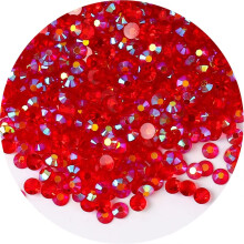 4500 stk. SS12 3mm AB Flatback Rhinestones til Negle Art Crafts Transparent Glitter Runde Gems Krystaller DIY T?j Sko (Clear Red AB)